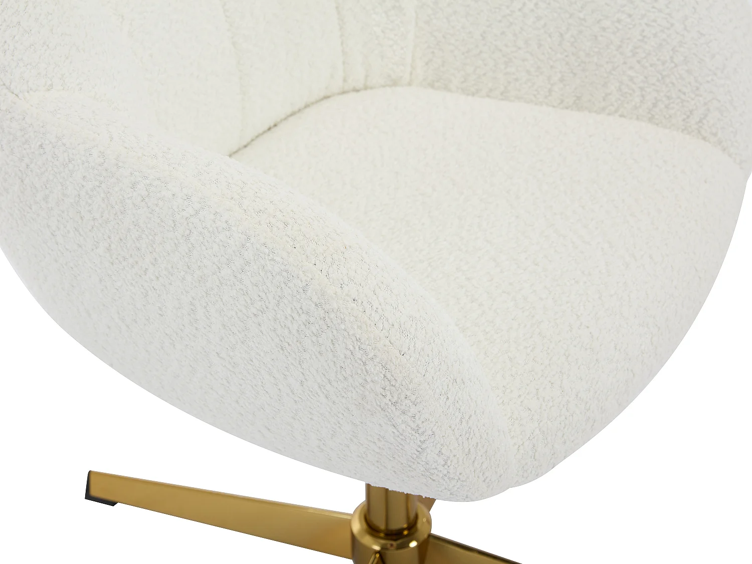 Chaise de bureau en tissu bouclette - Blanc et doré - LANCIEGA de Pascal Morabito