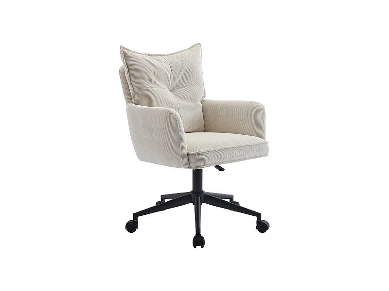 Bürostuhl höhenverstellbar - Cord - Cremefarben & Schwarz - BATARU von Pascal Morabito