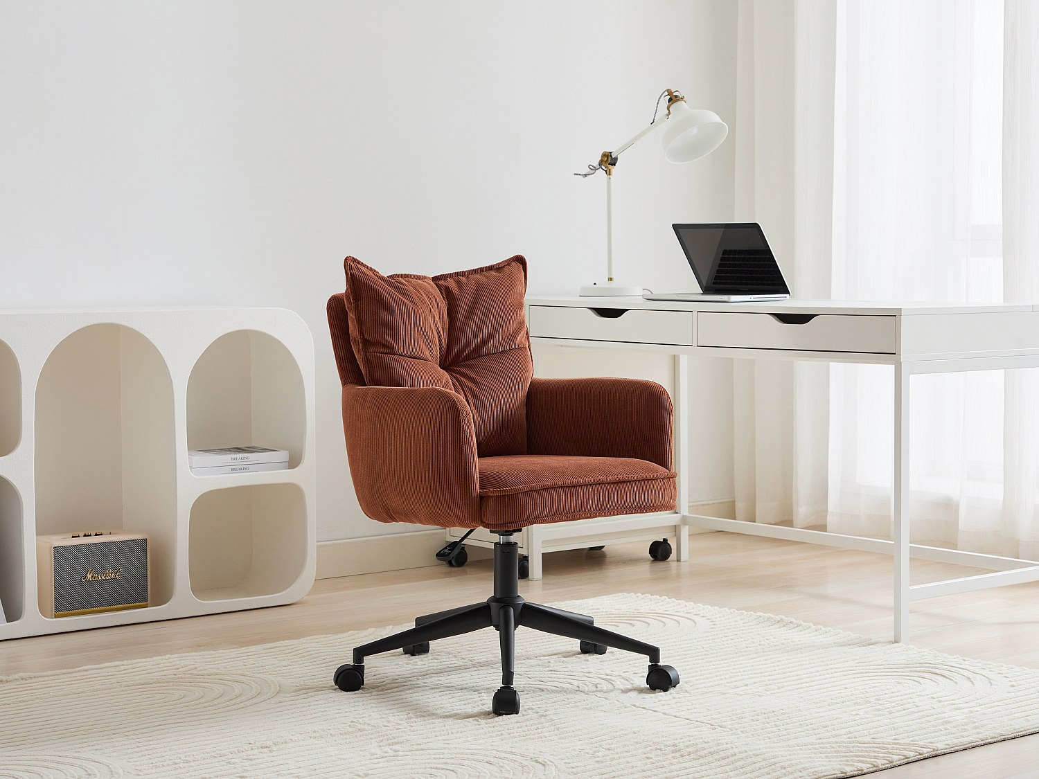 Vente-unique Bürostuhl Höhenverstellbar - Cord - Terracotta & Schwarz - Bataru Von Pascal Morabito