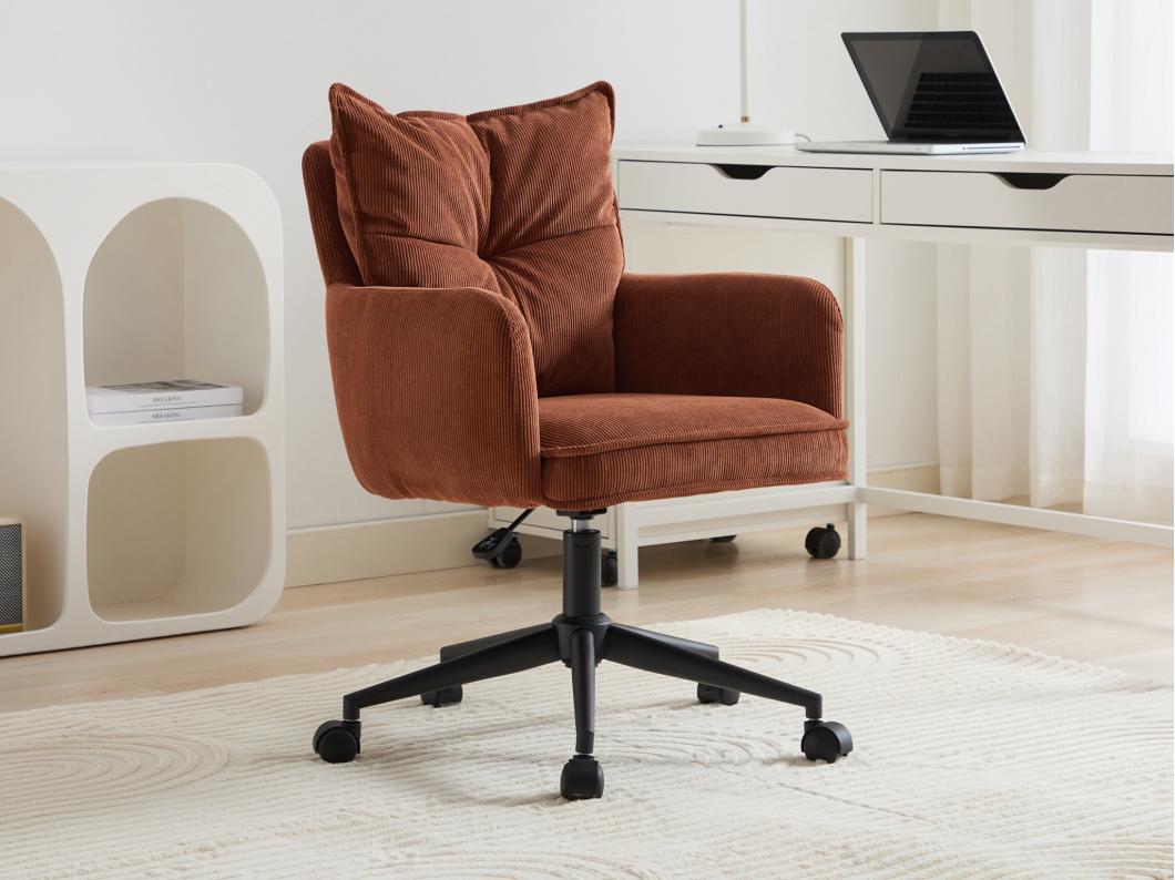 Silla de escritorio - pana - Terracota y negro - Altura ajustable - BATARU de Pascal Morabito