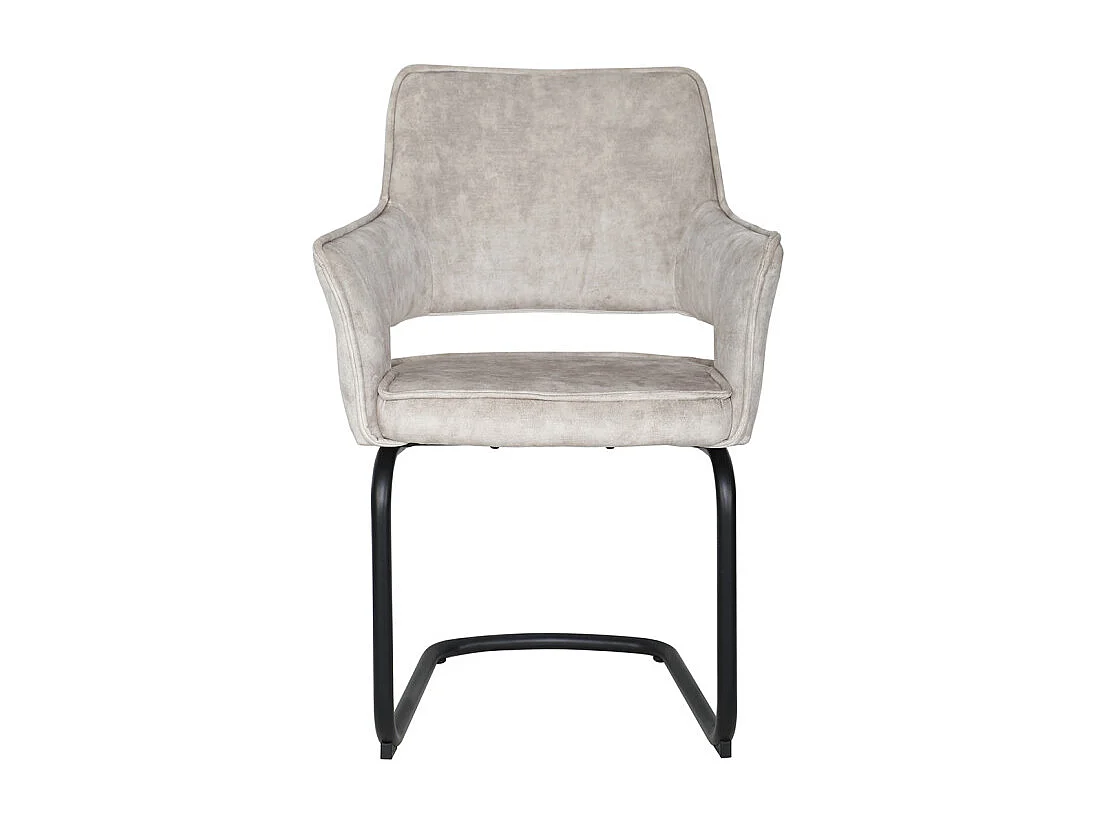 Lot de 2 chaises en velours écru pied luge en métal noir - RIO