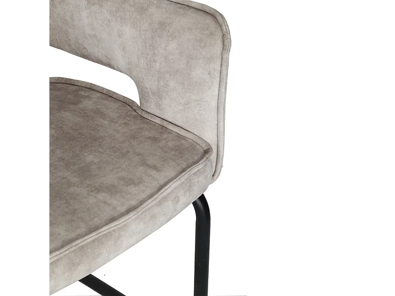 Lot de 2 chaises en velours écru pied luge en métal noir - RIO