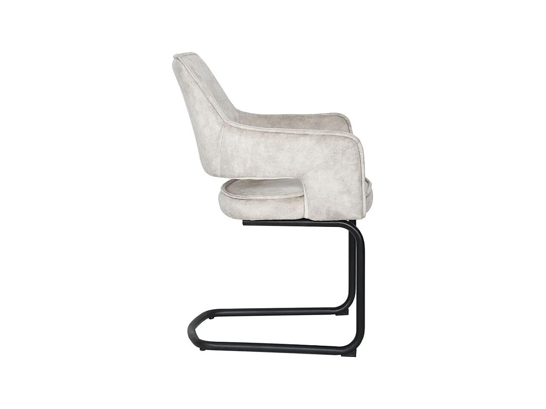 Lot de 2 chaises en velours écru pied luge en métal noir - RIO