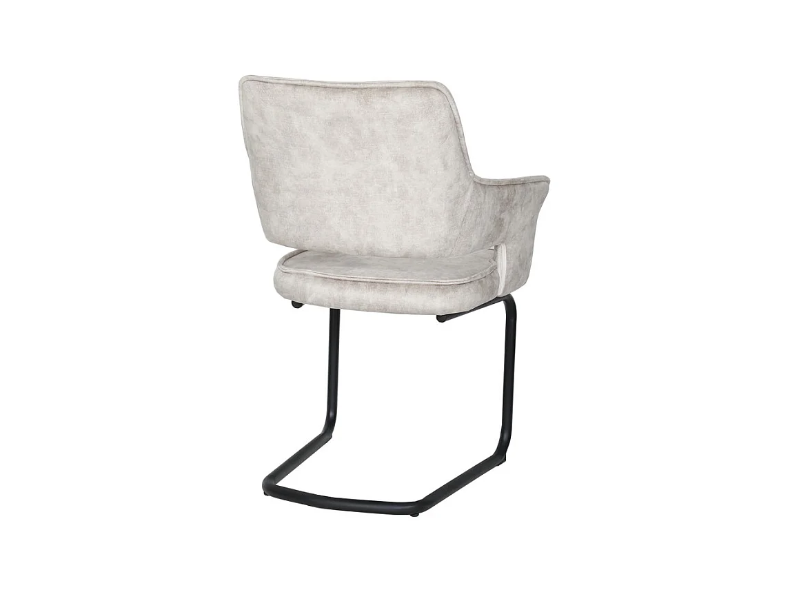 Lot de 2 chaises en velours écru pied luge en métal noir - RIO