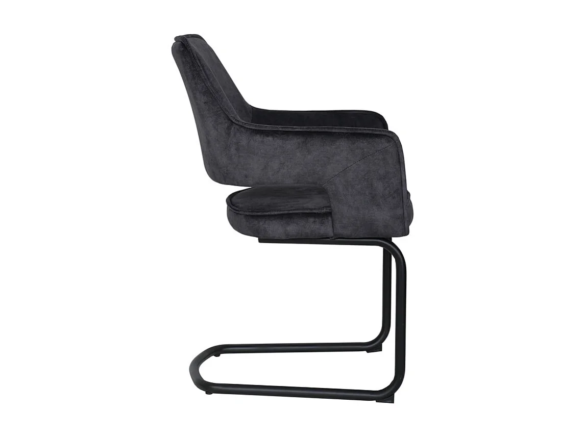 Lot de 2 chaises en velours gris anthracite pied luge métal noir - RIO