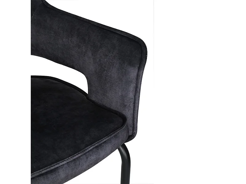 Lot de 2 chaises en velours gris anthracite pied luge métal noir - RIO