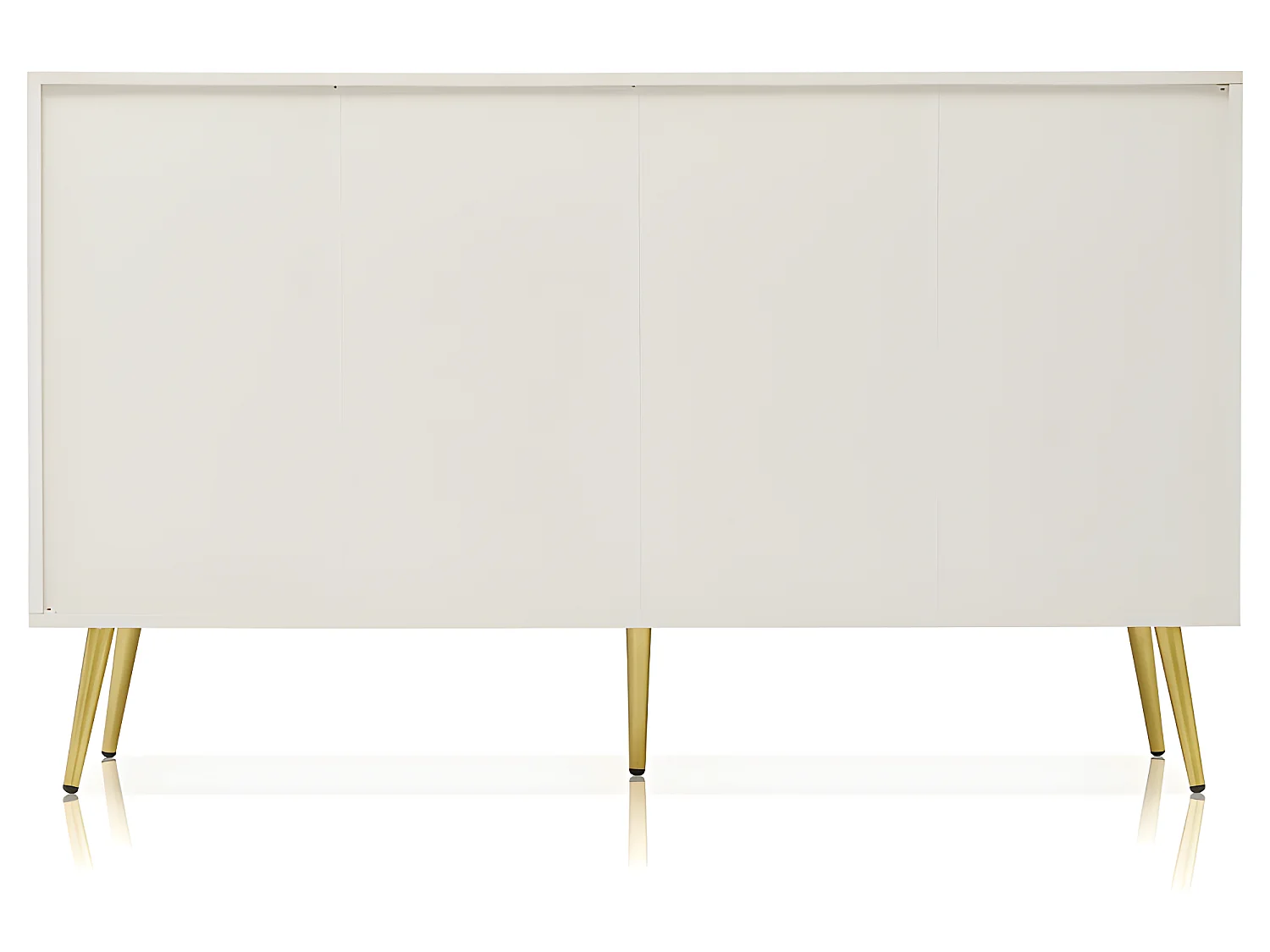 Commode avec 3 tiroirs et 2 portes - pieds dorés - en Panneaux de particules - Blanc