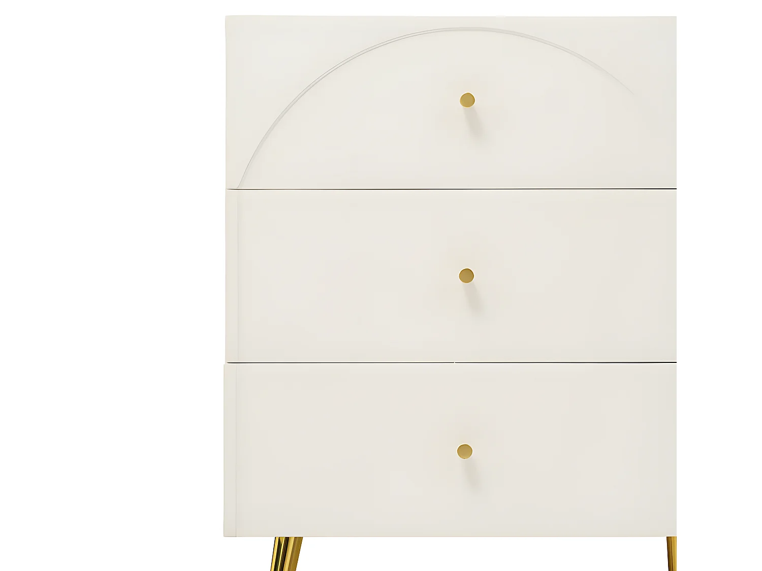 Commode avec 6 tiroirs - pieds dorés - en Panneaux de particules - Blanc