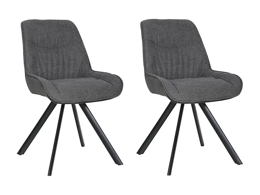 Lot de 2 chaises pivotantes en tissu gris foncé pieds métal - JADEN