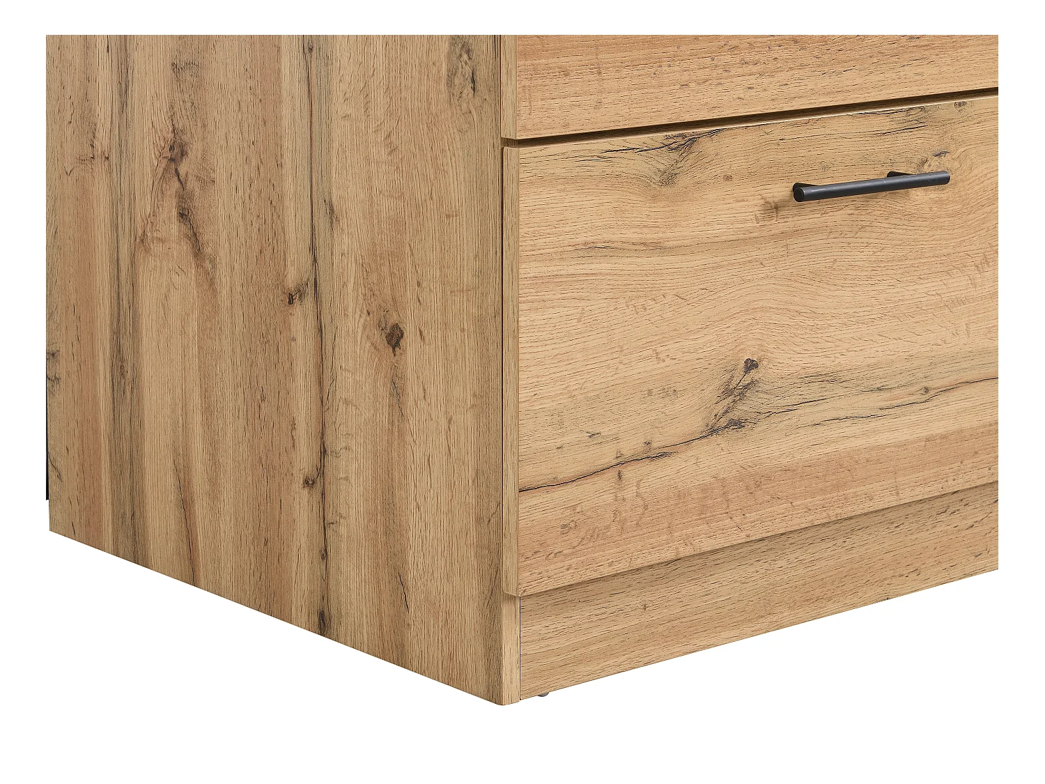 Ilot central de cuisine avec 6 tiroirs en MDF et métal - Noir et Naturel clair - ALEGRITA