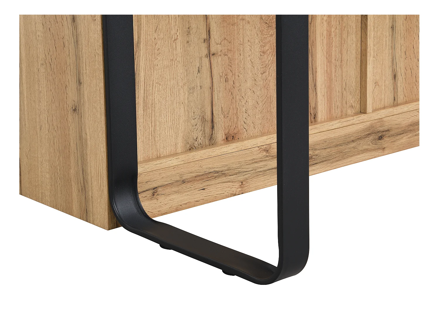 Ilot central de cuisine avec 6 tiroirs en MDF et métal - Noir et Naturel clair - ALEGRITA