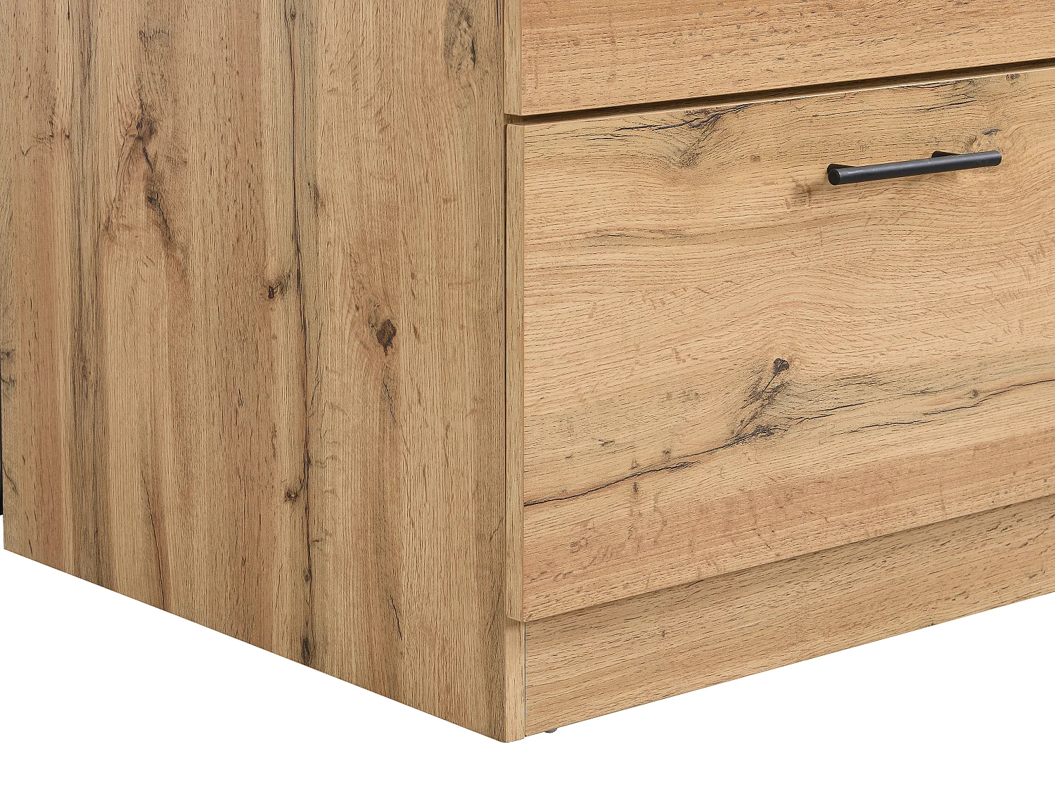 Köksö med 6 lådor i MDF och metall - Svart och Ljust naturlig - ALEGRITA