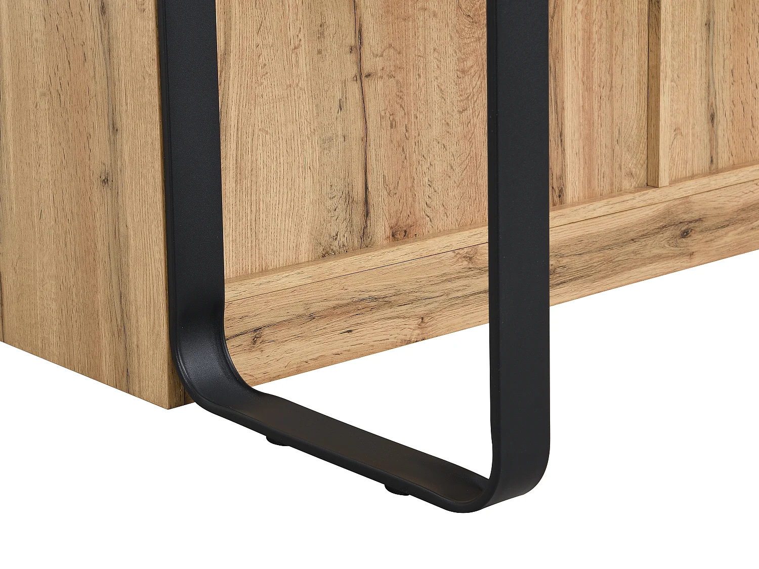 Îlot Central Cuisine ALEGRITA - 6 Tiroirs - MDF Et Métal - Noir Et Naturel Clair - L126 X P104 X H80 Cm