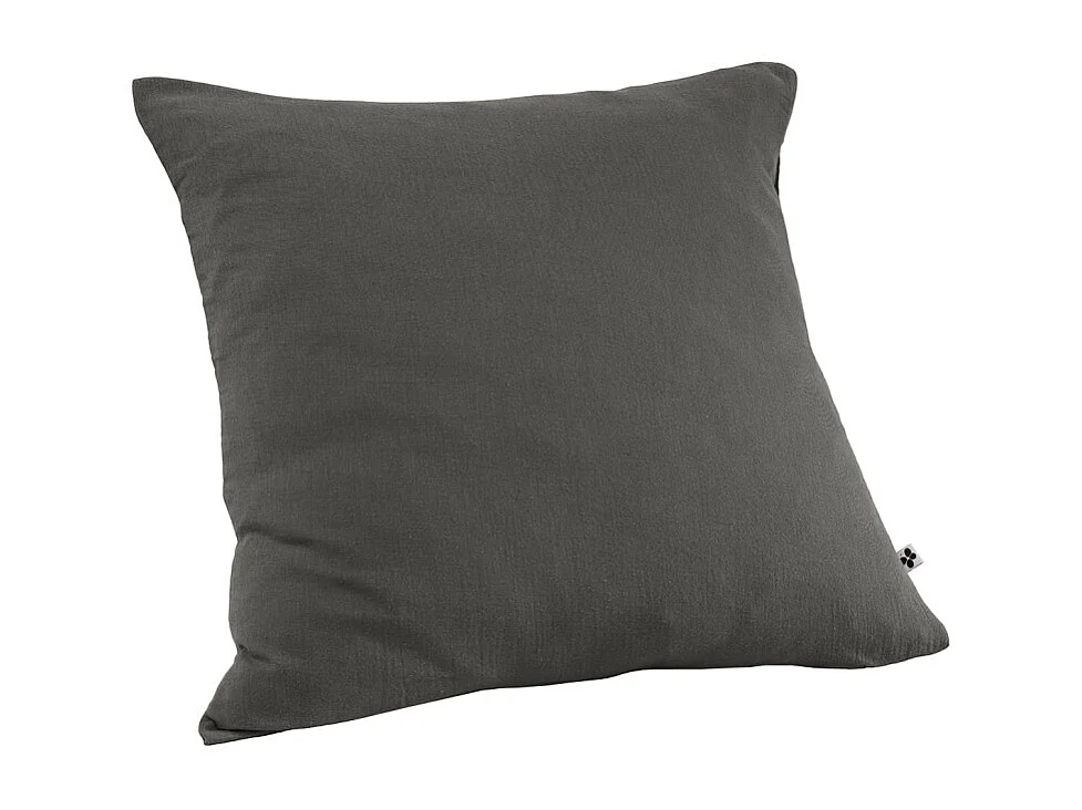 Lot 2 taies d'oreillers 60x60 cm double gaze de coton gris - PEPA 1