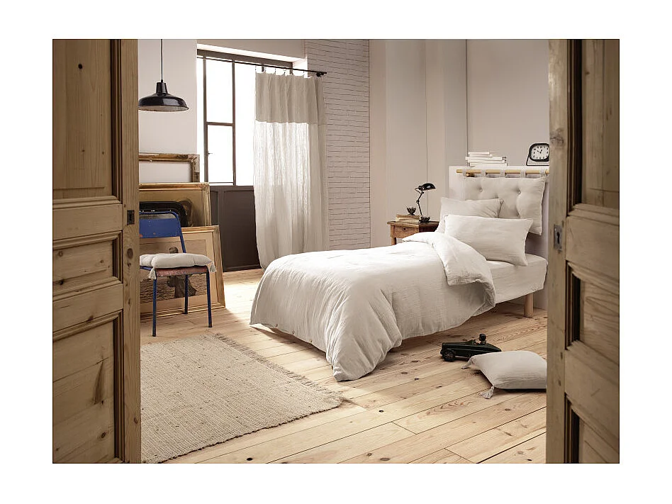 Lot 2 taies d'oreillers 60x60 cm double gaze de coton écru - PEPA 1