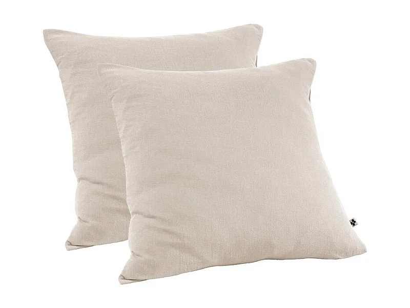 Lot 2 taies d'oreillers 60x60 cm double gaze de coton écru - PEPA 1