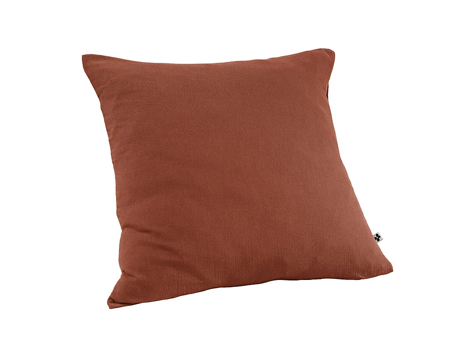 Lot 2 taies d'oreillers 60x60 double gaze de coton terracotta - PEPA 1
