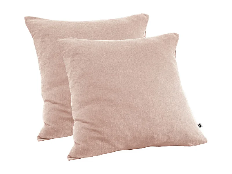 Lot 2 taies d'oreillers 60x60 cm double gaze de coton rose - PEPA 1