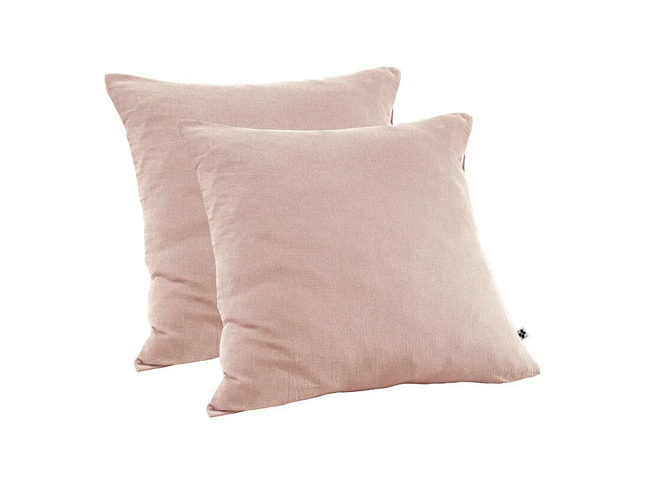 Lot 2 taies d'oreillers 60x60 cm double gaze de coton rose - PEPA 1