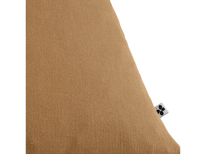 Lot 2 taies d'oreillers 60x60 cm double gaze de coton camel - PEPA 1