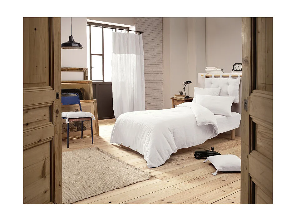 Lot 2 taies d'oreillers 60x60 cm double gaze de coton blanc - PEPA 1