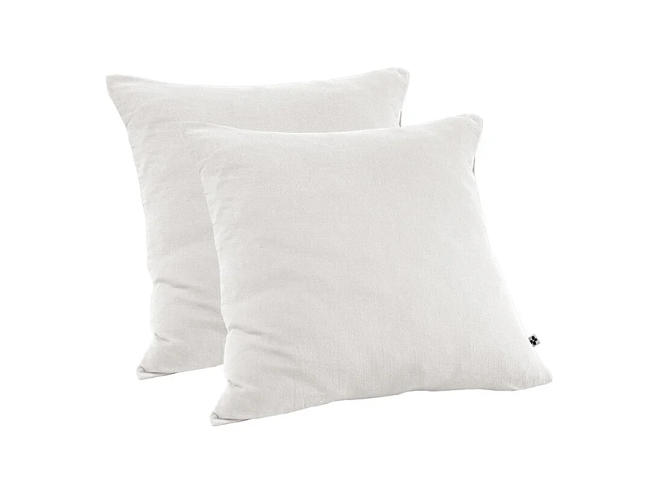 Lot 2 taies d'oreillers 60x60 cm double gaze de coton blanc - PEPA 1