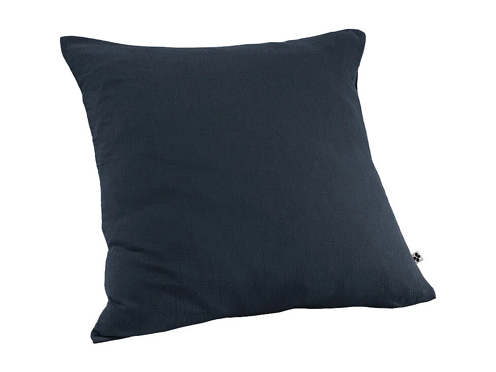 Lot 2 taies d'oreillers 60x60 double gaze de coton bleu nuit - PEPA 1