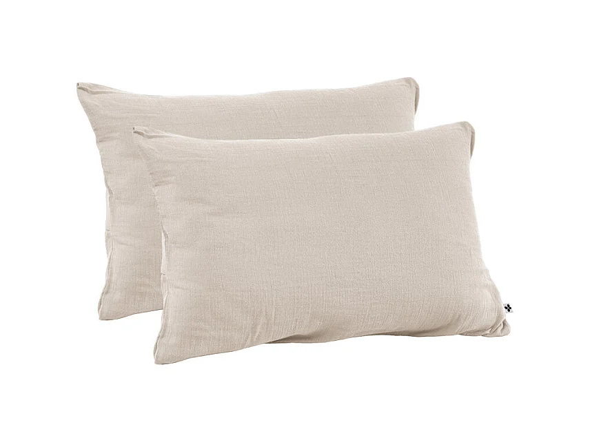 Lot 2 taies d'oreillers 50x70 cm double gaze de coton écru - PEPA 2