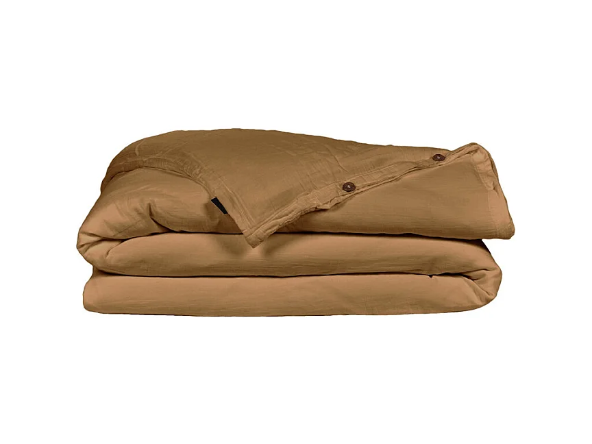 Housse de couette gaze de coton double 220 x 240 cm camel - PEPA 3