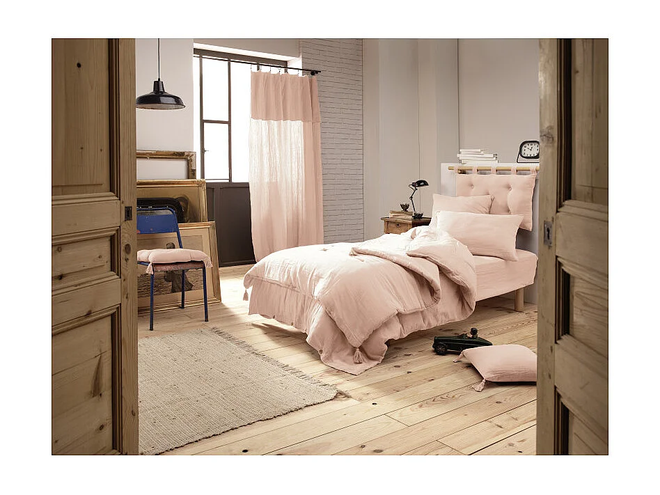 Housse de couette gaze de coton double 140 x 200 cm rose - PEPA 1