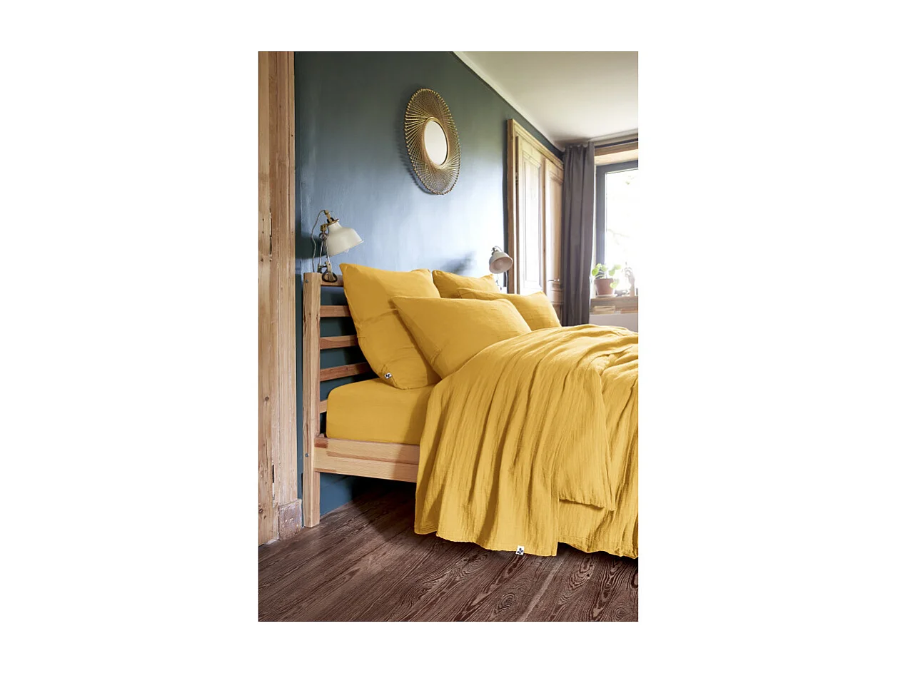Housse de couette gaze de coton double 240 x 260 cm jaune - PEPA 4