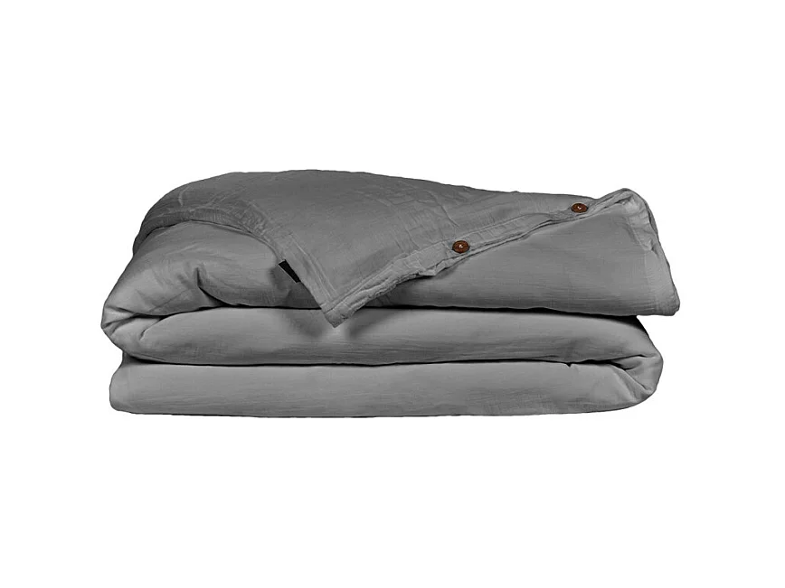 Housse de couette gaze de coton double 220 x 240 cm gris - PEPA 3