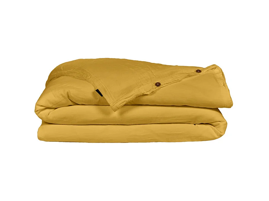 Housse de couette gaze de coton double 220 x 240 cm jaune - PEPA 3