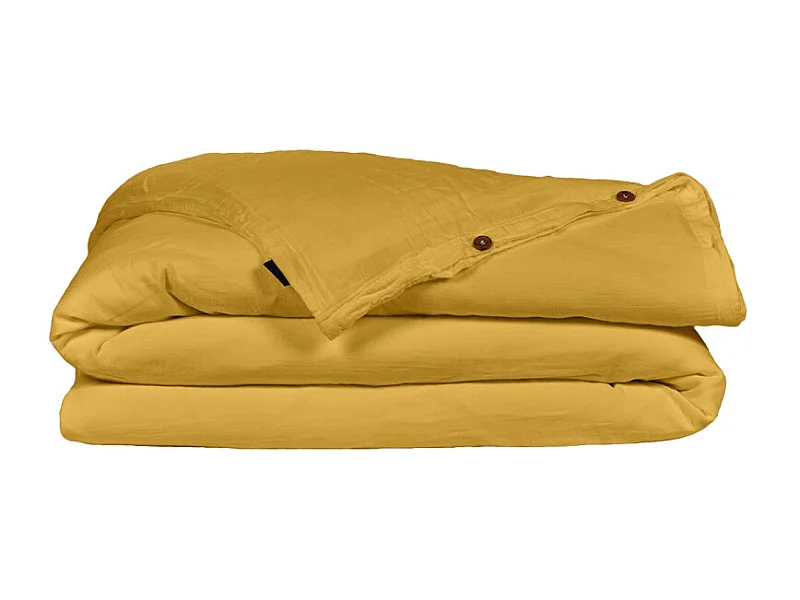 Housse de couette gaze de coton double 220 x 240 cm jaune - PEPA 3