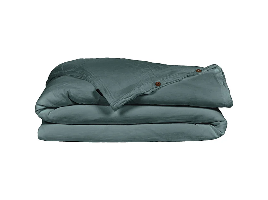 Housse de couette gaze de coton double 240 x 260 cm bleu canard - PEPA 4