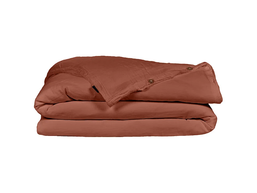 Housse de couette gaze de coton double 240 x 260 cm terracotta - PEPA 4
