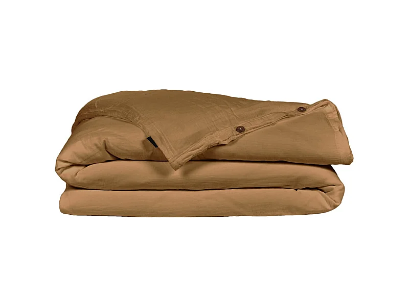 Housse de couette gaze de coton double 240 x 260 cm camel - PEPA 4