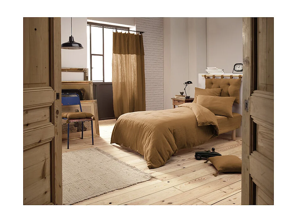 Housse de couette gaze de coton double 140 x 200 cm camel - PEPA 1