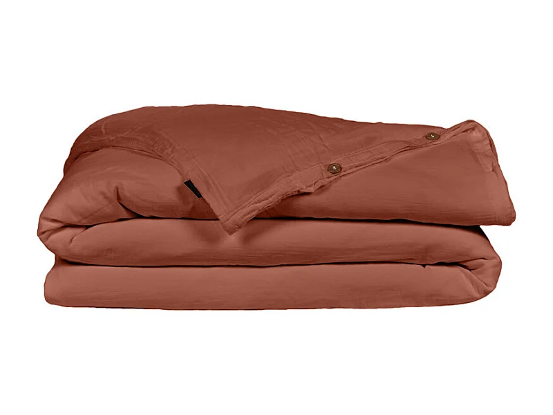 Housse de couette gaze de coton double 140 x 200 cm terracotta - PEPA 1