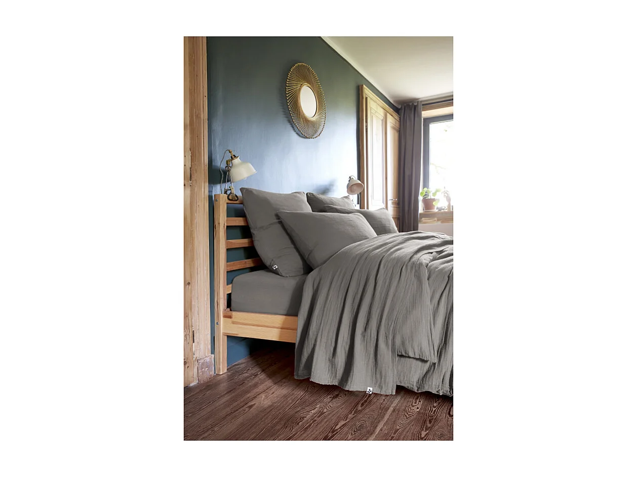 Housse de couette gaze de coton double 240 x 260 cm gris - PEPA 4