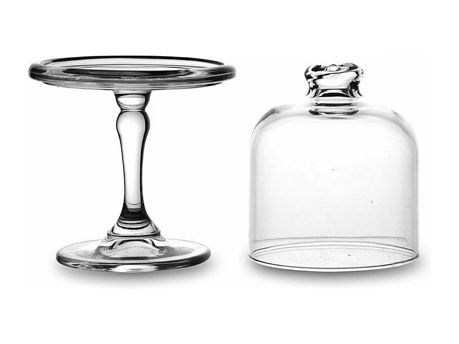 Plat mini à pâtisserie avec cloche 10 cm (lot de 2)
