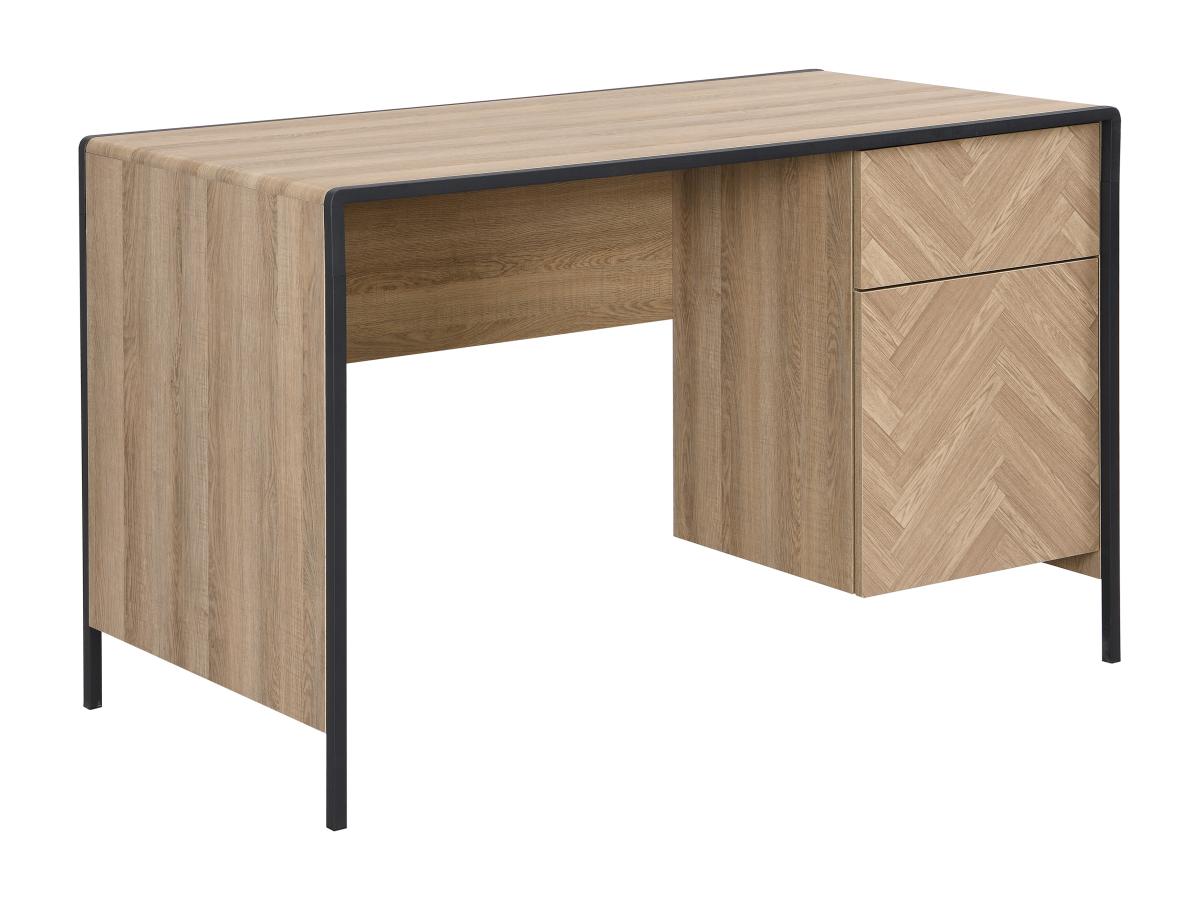 Schreibtisch mit 1 Schublade & 1 Schrank - MDF & Metall - Holzfarben & Schw günstig online kaufen