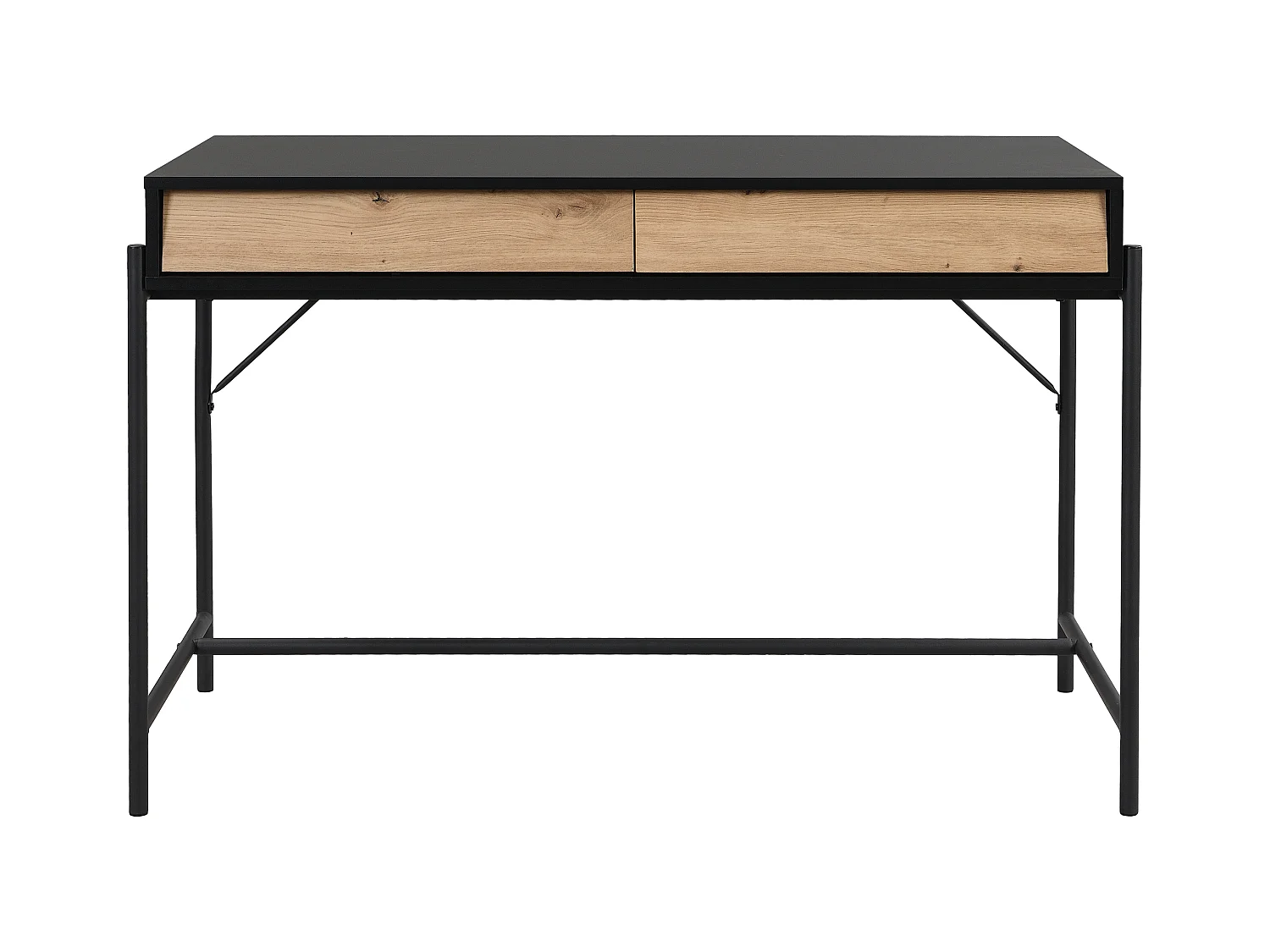 Escritorio con 2 cajones - MDF y metal - Negro y natural - VUORIA