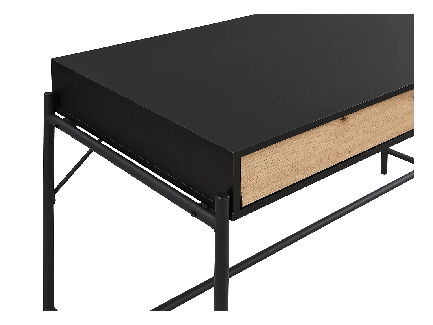 Escritorio con 2 cajones - MDF y metal - Negro y natural - VUORIA