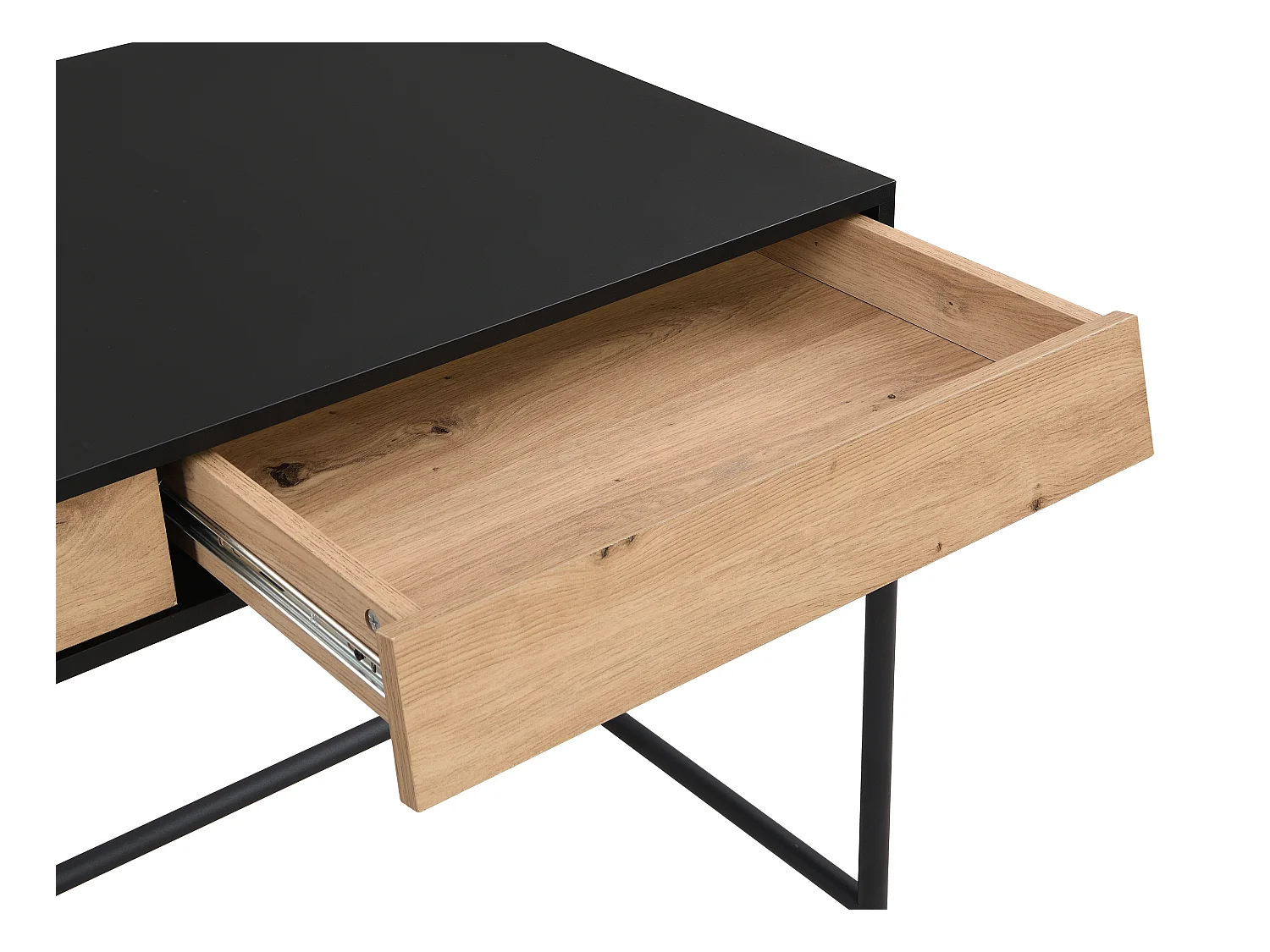 Escritorio con 2 cajones - MDF y metal - Negro y natural - VUORIA