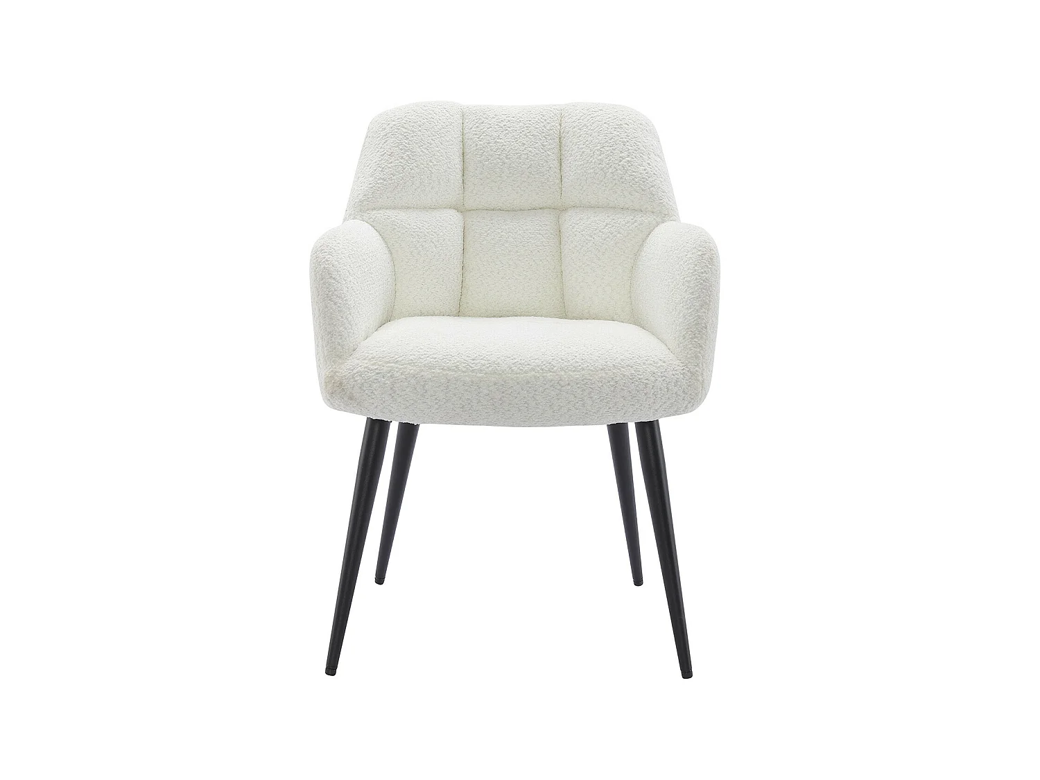 Set de 6 sillas con reposabrazos - Tela de rizo y metal - Blanco - PEGA