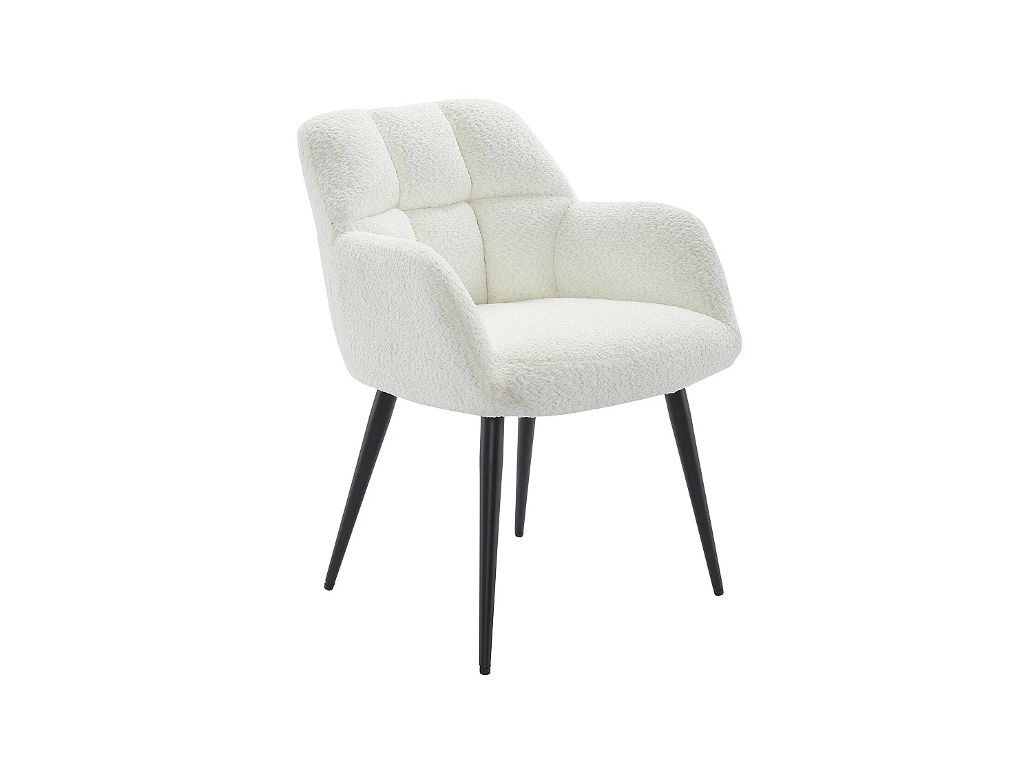 Set de 6 sillas con reposabrazos - Tela de rizo y metal - Blanco - PEGA