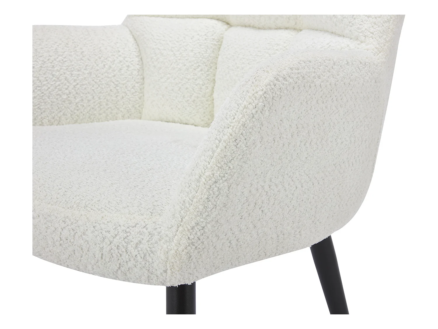 Set de 6 sillas con reposabrazos - Tela de rizo y metal - Blanco - PEGA