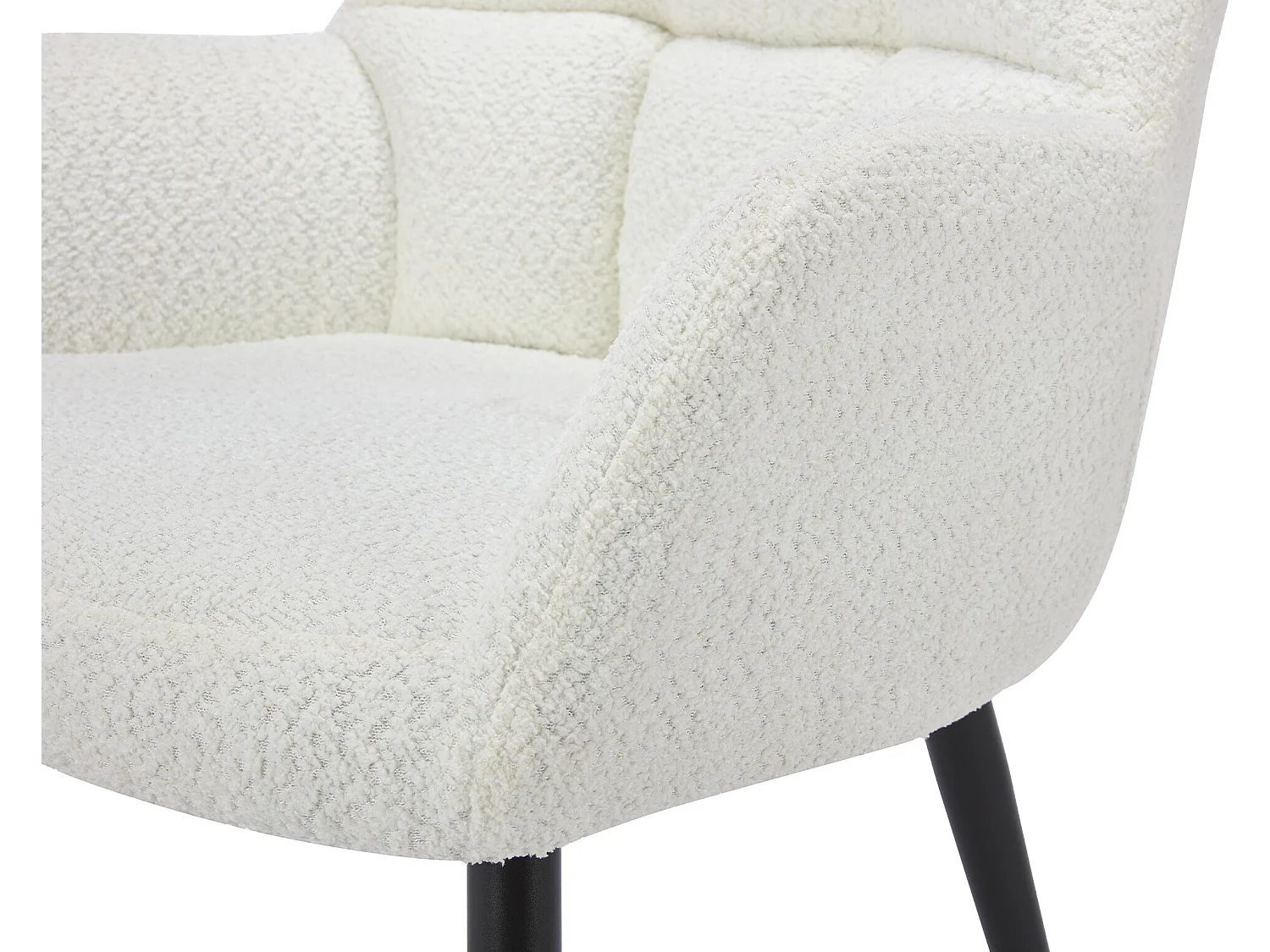 Lot de 6 chaises avec accoudoirs - Tissu bouclette et métal noir - Blanc - PEGA de PASCAL MORABITO