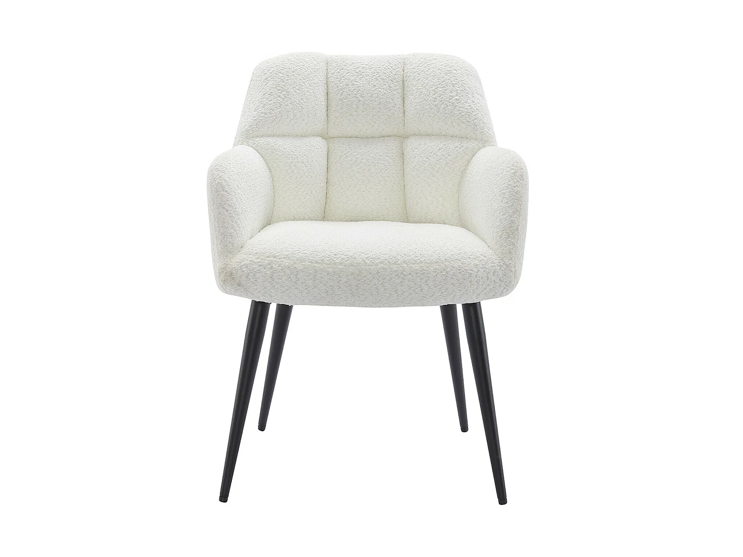 Lot de 6 chaises avec accoudoirs - Tissu bouclette et métal noir - Blanc - PEGA de PASCAL MORABITO